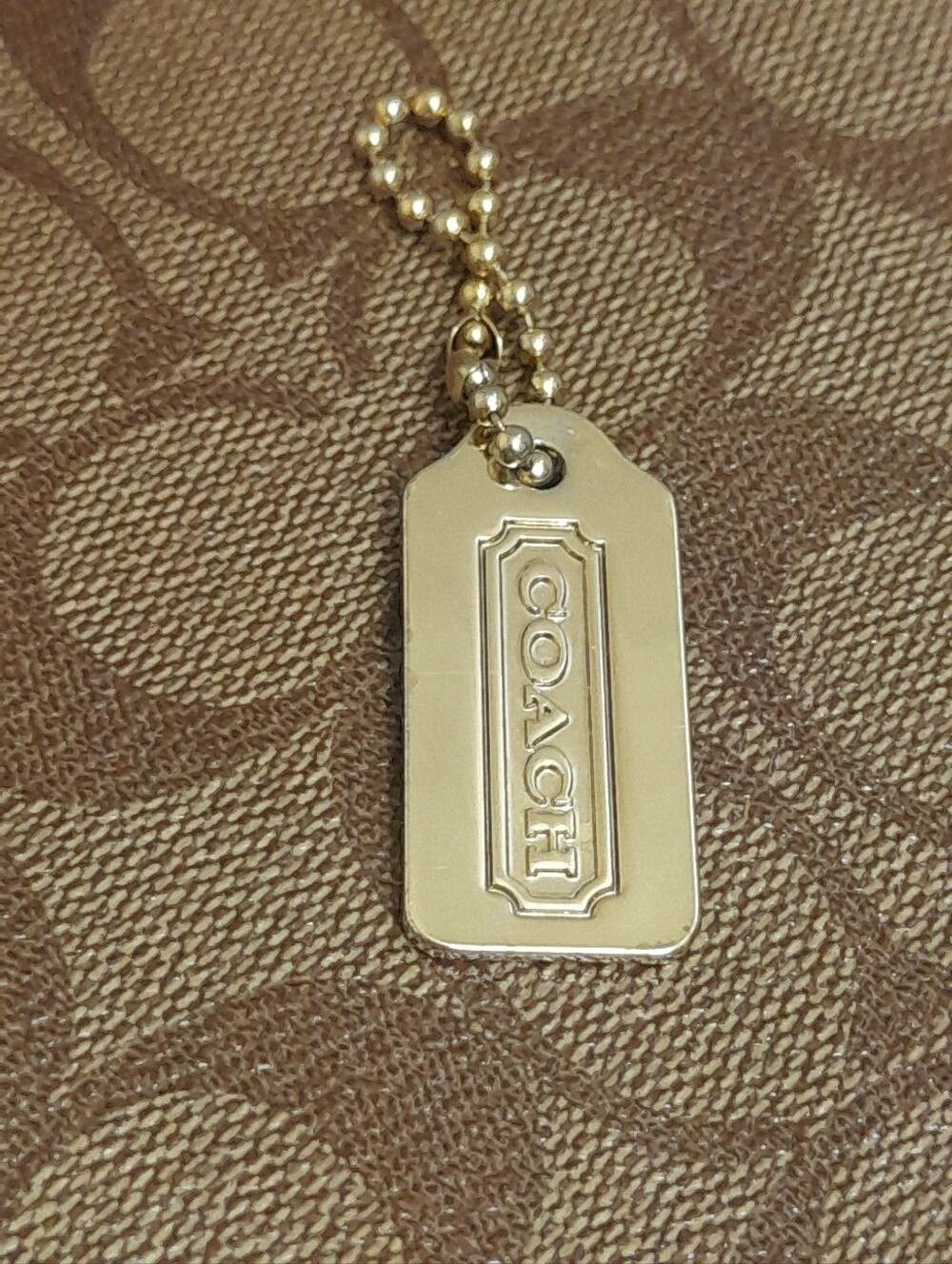 Coach Gold-Tone Logo Tag Pendant Bag Charm